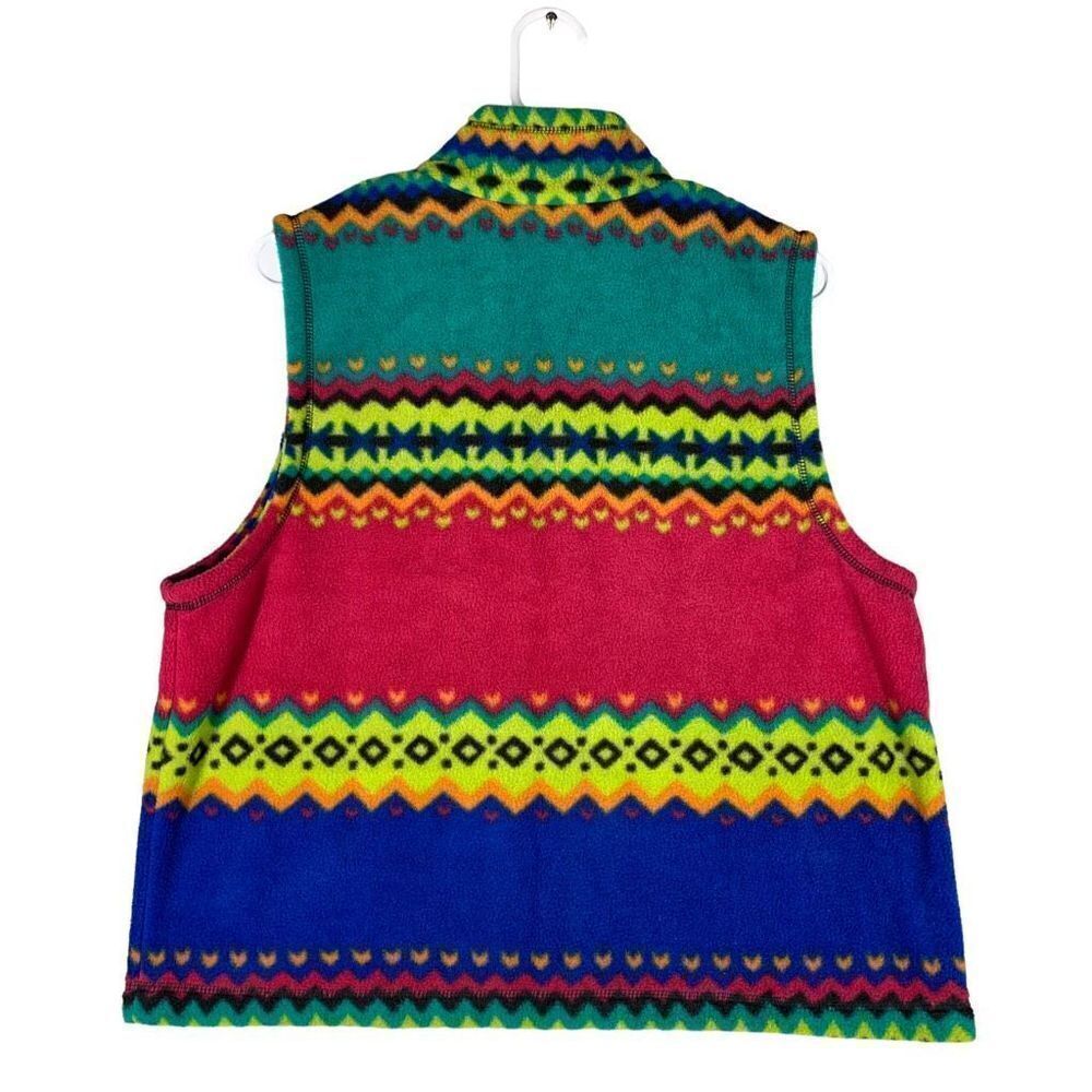 Susan Bristol Aztec Colorful Fleece Vest Women Large Petite - Picture 2 of 6